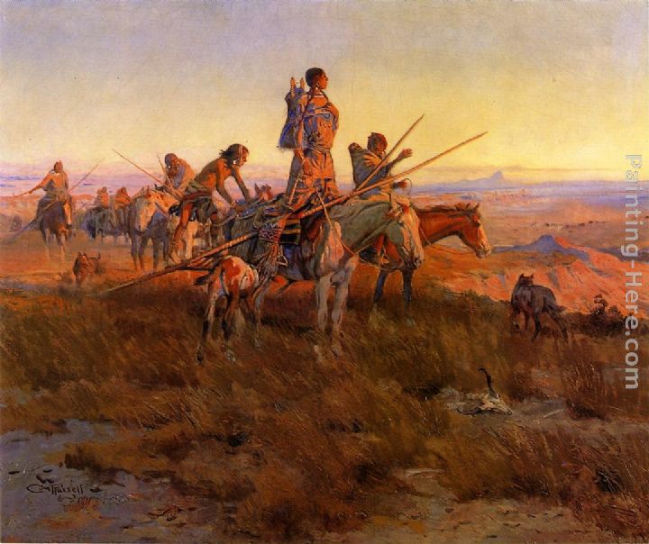 In the Wake of the Buffalo Hunters painting - Charles Marion Russell In the Wake of the Buffalo Hunters art painting